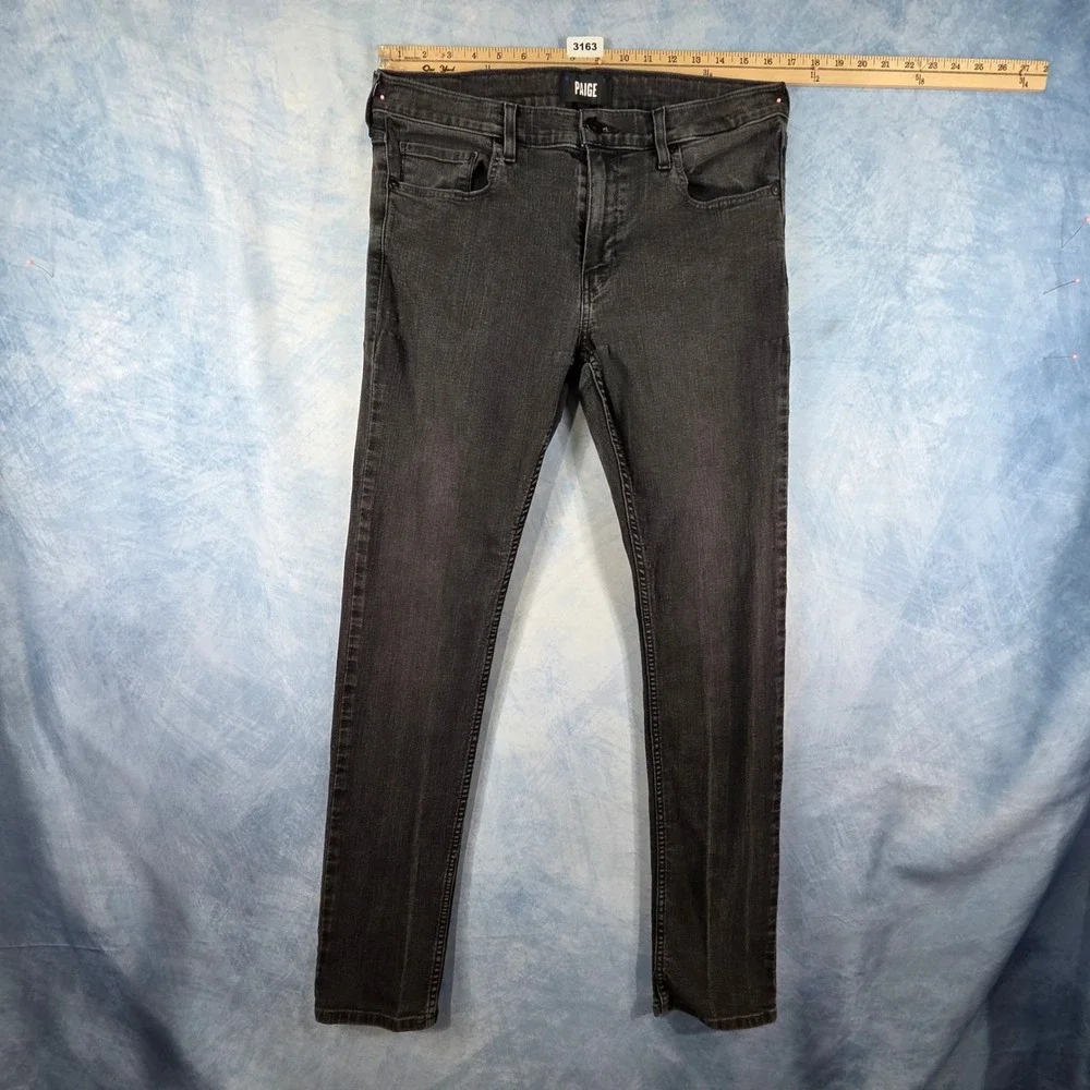 Paige Lennox Slim Fit Jeans Mens 33 Charcoal Gray Stretch Denim Pants